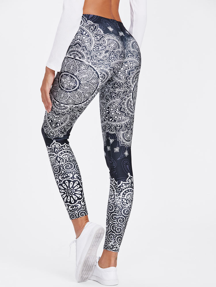 Ornate Print Leggings-Leggings-Walmel