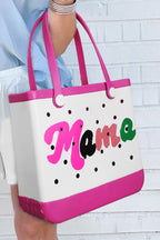 Rose Red mama Print Self-assembly Straps Hollowed EVA Beach Bag