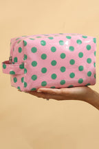 Light Pink Durable PVC Polka Dot Makeup Bag