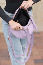 Camel Double Zip Crescent Shape Adjustable Sling Bag
