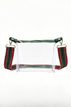 Blackish Green Contrast Trim Zipped Transparent PVC Single Shoulder Bag
