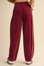 Chestnut Elastic Waist Drawstring Corduroy Casual Pants