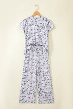 Beige Camouflage Print Twisted Rib Loose Tee Drawstring Pants Set