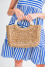Camel Retro Straw Woven Handle Bag