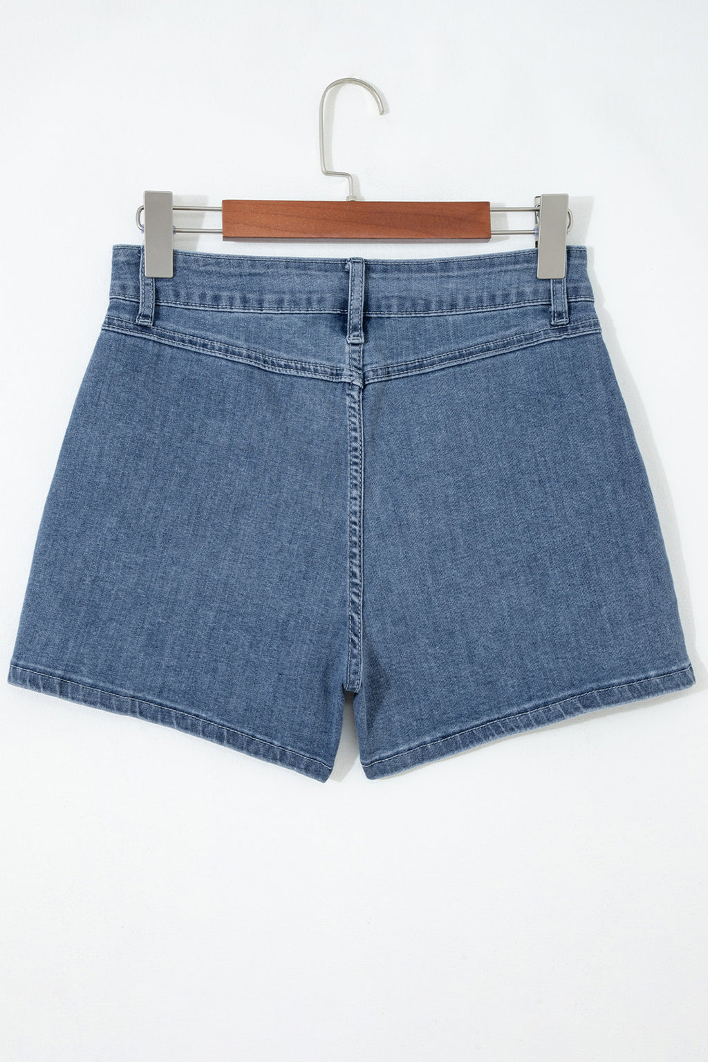 Dusk Blue Flap Pockets Denim Shorts