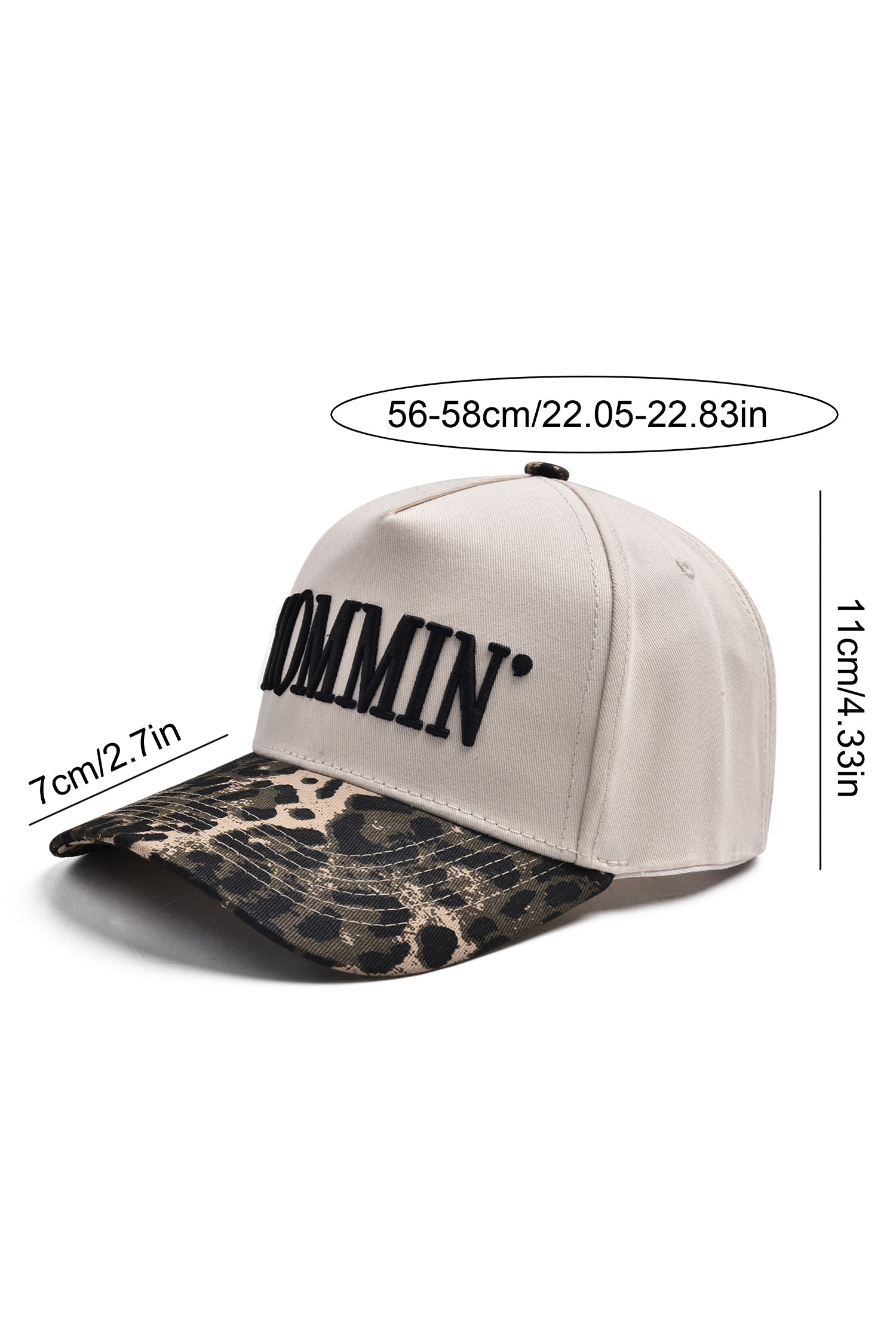 Black MOMMIN Embroidered Leopard Contrast Brim Baseball Cap