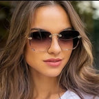 Men UV400 Shades Oculos Rimless Sunglasses
