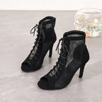 Mesh Cutout Women Dance High Heel