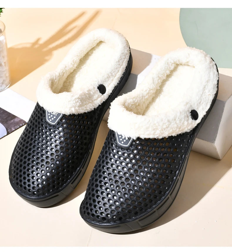 Winter Warm Plus Velvet Thickened Clogs Mule Shoes