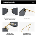 Fashion Rimless Oval UV400 Sunglasses
