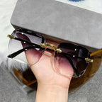 Men UV400 Shades Oculos Rimless Sunglasses