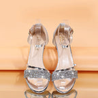 Gold and Silver Low Heel Casual Sandals