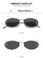 Fashion Rimless Oval UV400 Sunglasses