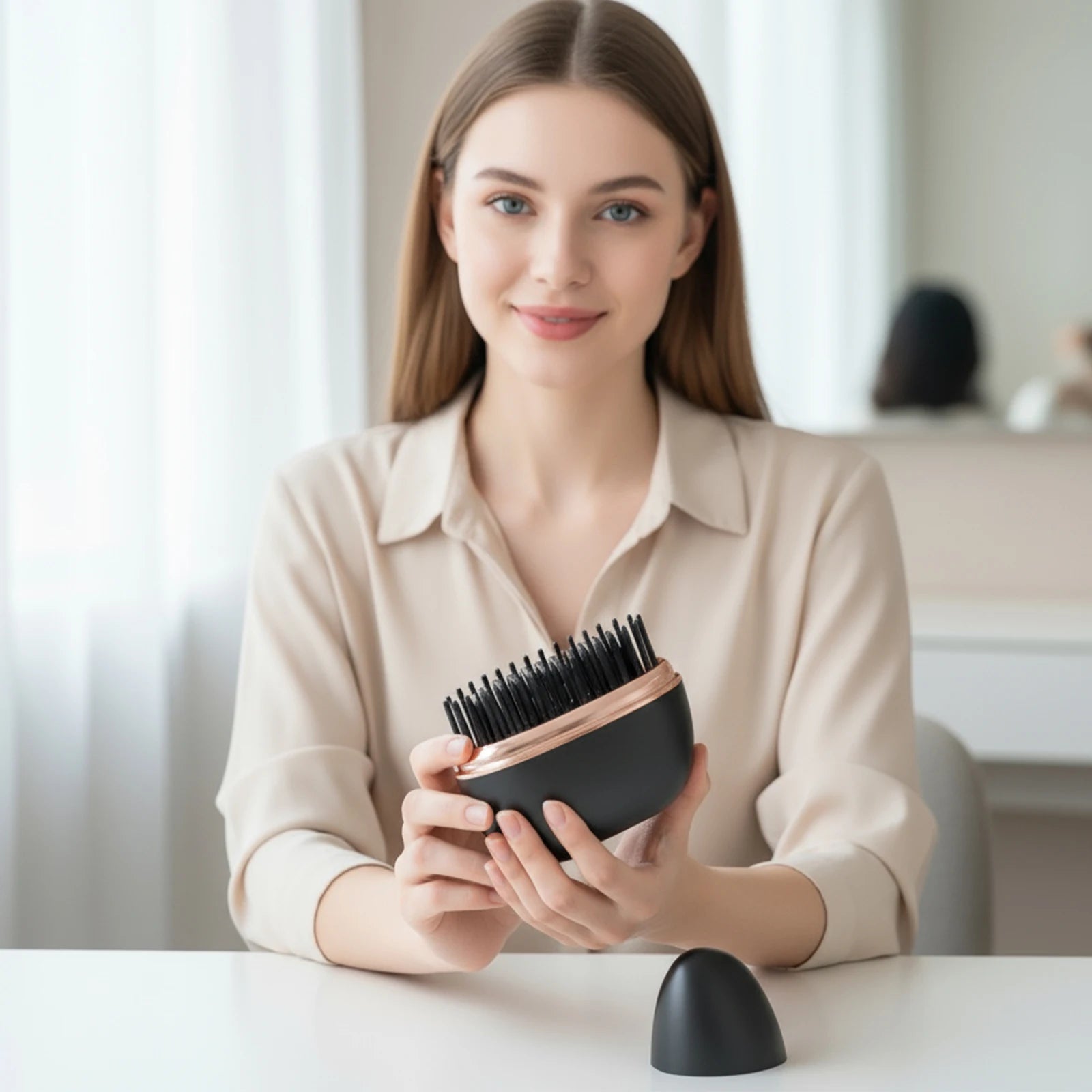 Mini Portable Hair Straightener Brush