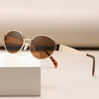 Small Metal Frame Oval Sunglasses For Women