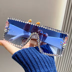 Large Frame Diamond-set Sunglasses
