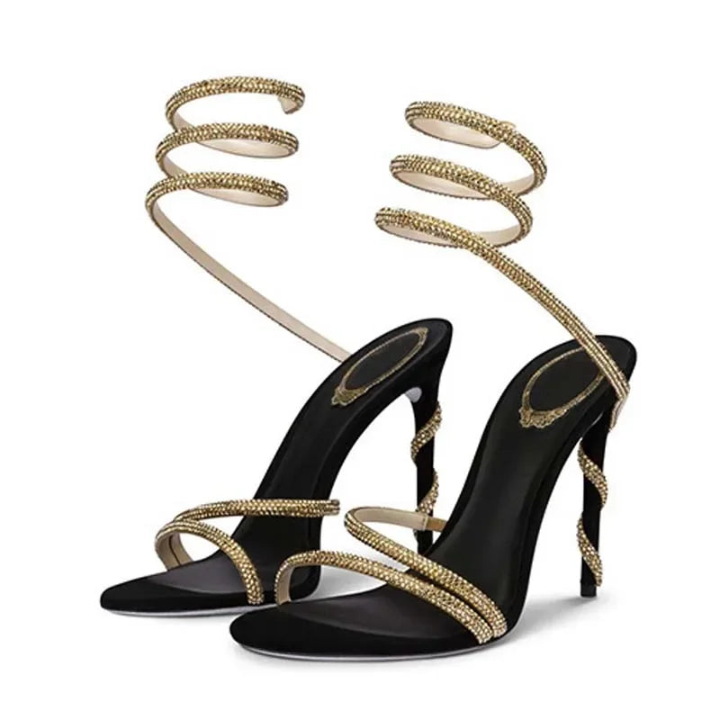 Crystal Diamond Ankle Strap Thin High