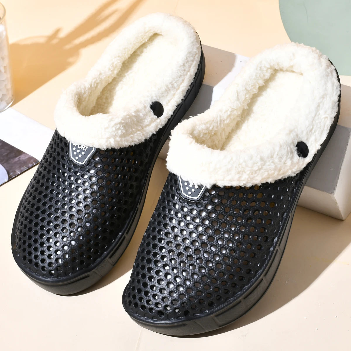 Winter Warm Plus Velvet Thickened Clogs Mule Shoes