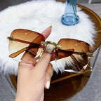 Men UV400 Shades Oculos Rimless Sunglasses