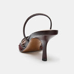 Mesh Embroider Slingback High Heels