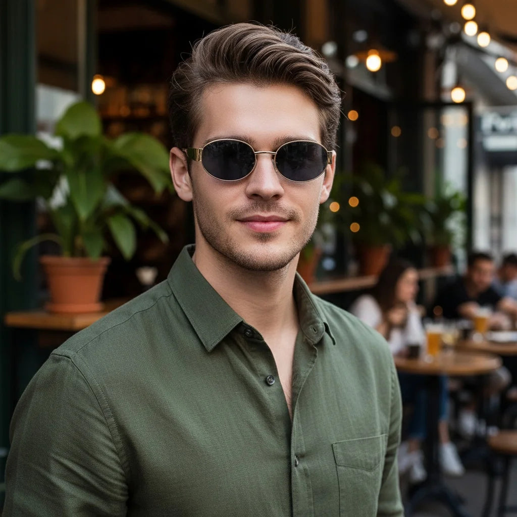 Small Metal Frame Oval Sunglasses For Women