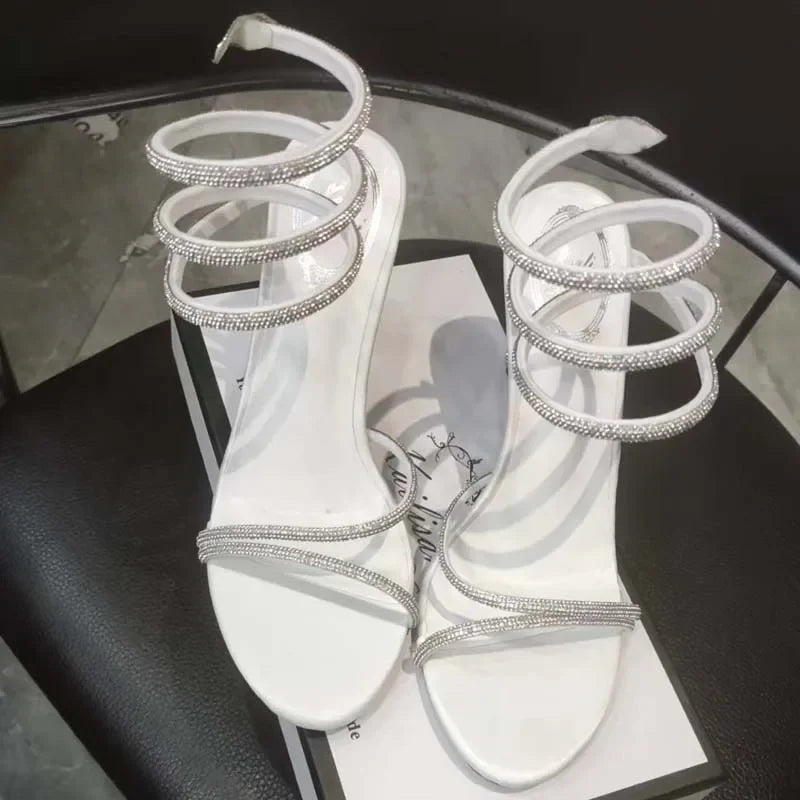 Crystal Diamond Ankle Strap Thin High