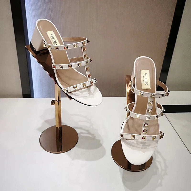 Chunky Leather Rivets High heels