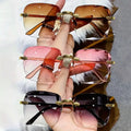 Men UV400 Shades Oculos Rimless Sunglasses