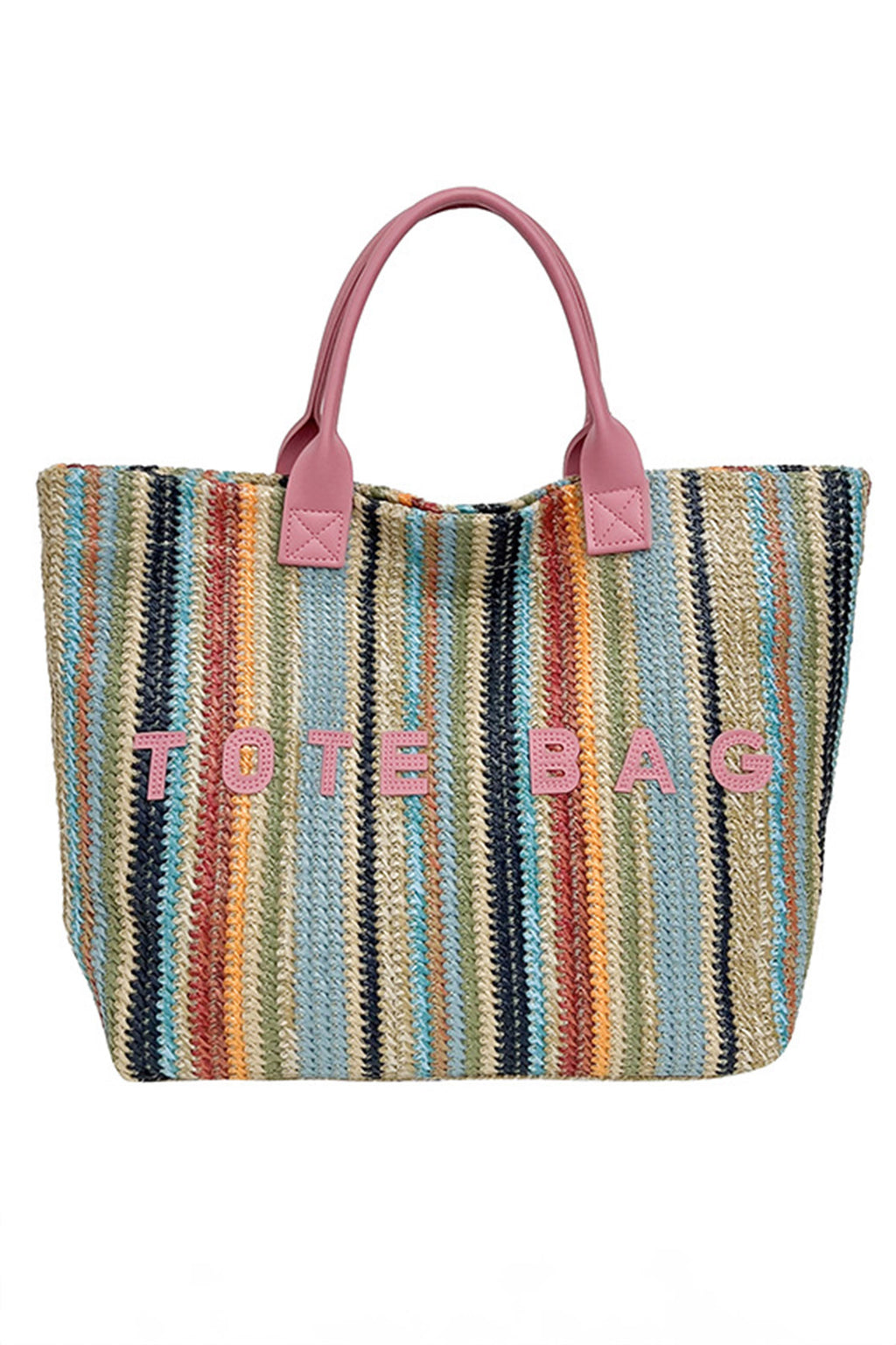 Sachet Pink Bohemian Straw Crochet Woven Tote Bag