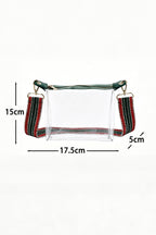 Blackish Green Contrast Trim Zipped Transparent PVC Single Shoulder Bag