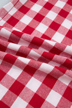 Blue Gingham Plaid Tie Elastic Waist Shift Pants