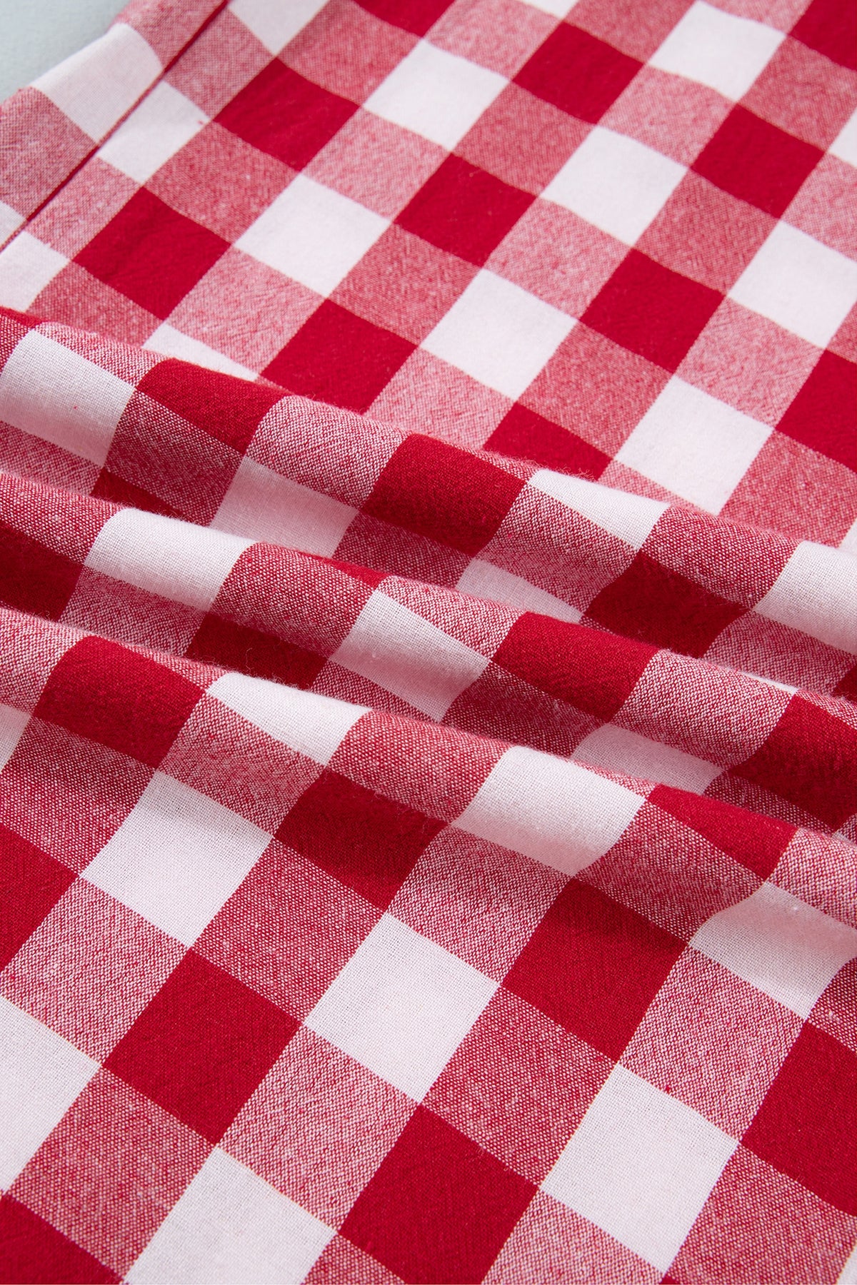 Blue Gingham Plaid Tie Elastic Waist Shift Pants