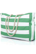 Light Blue Striped Waterproof Canvas Large Capacity Tote Bag