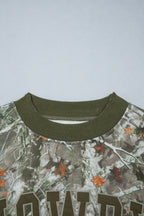 Gray Western Camo Letter Print Baggy Pullover Sweatshirt