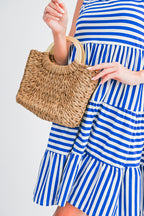 Camel Retro Straw Woven Handle Bag
