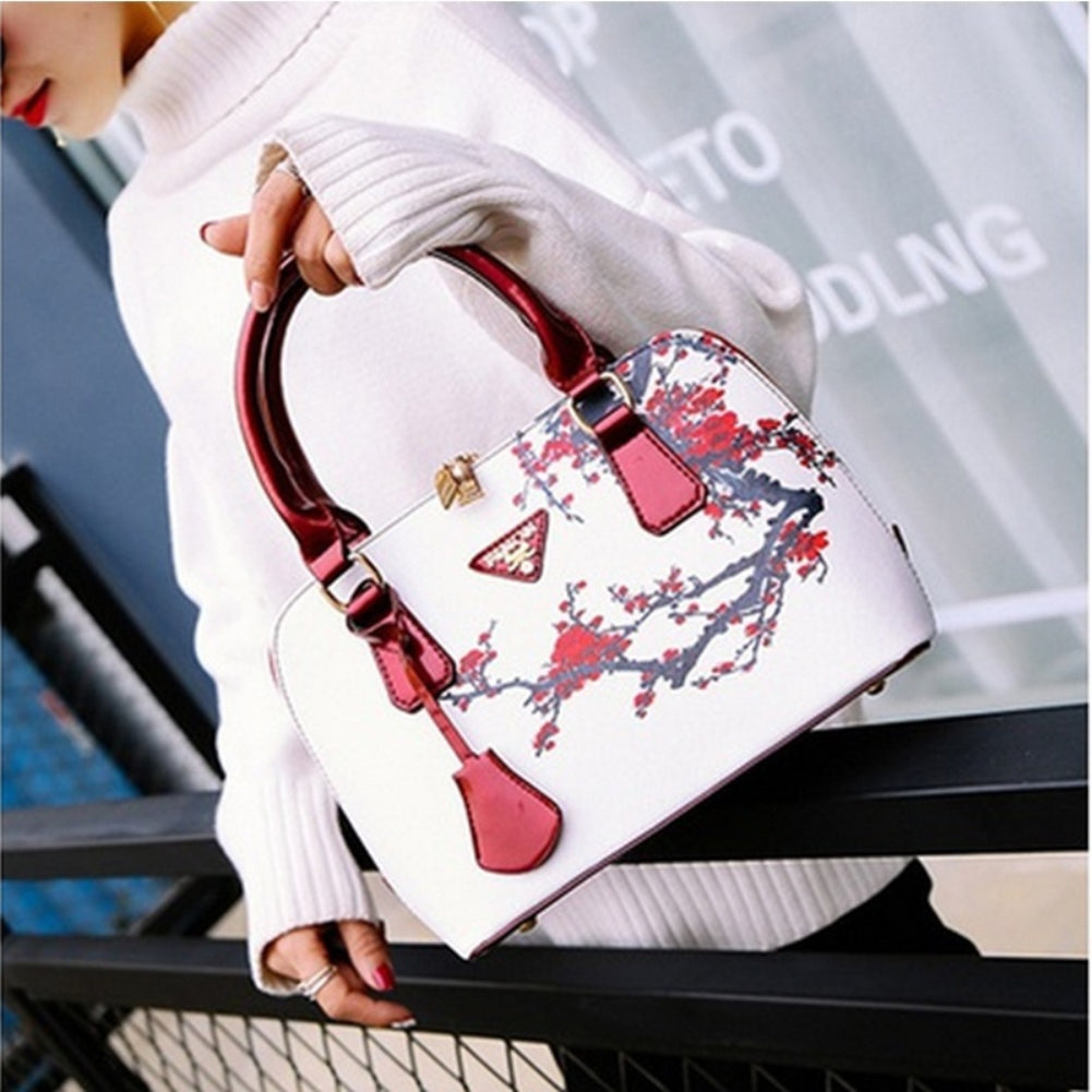 Elegant Cross Body Floral Print Faux Leather Handbag - Walmel