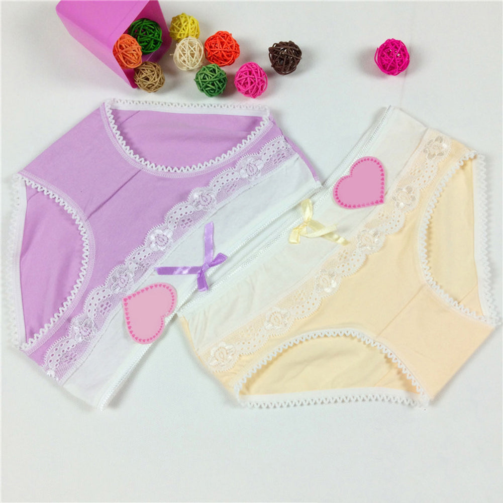 Girls' Briefs Soft Lace Trim Cute Bowknot Underwear - Walmel