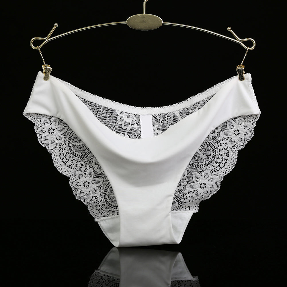 Low Waist Lace Floral Print Seamless Underwear - Walmel