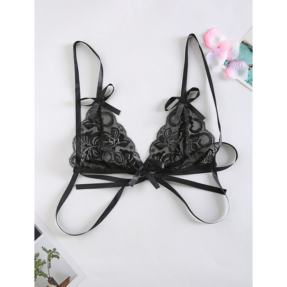 Women's Lace Padless 3/4 Cup Bras & Panties Sets Solid Colored Lace-Walmel