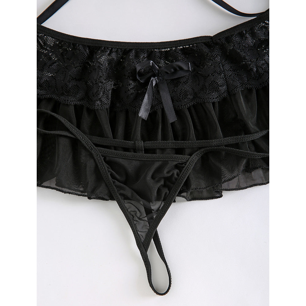 Women's Lace Padless 3/4 Cup Bras & Panties Sets Solid Colored Lace-Walmel