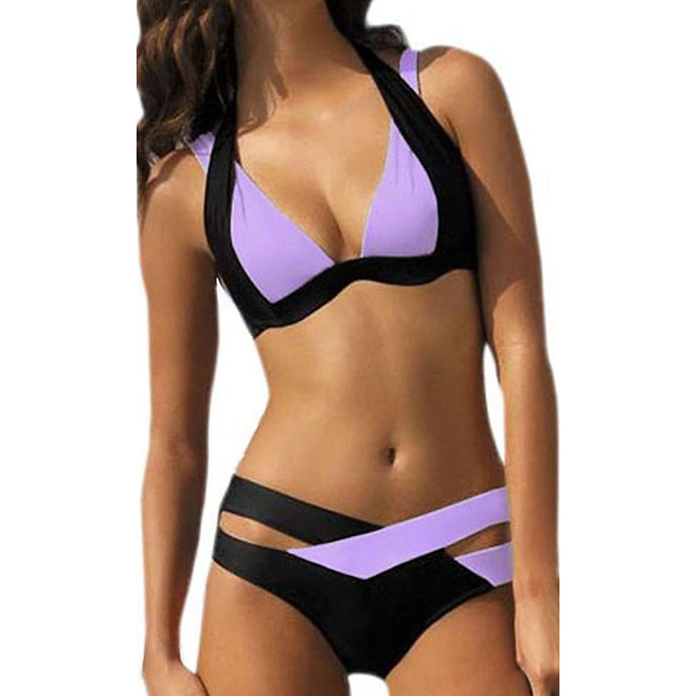 Women's Halter Neck Cheeky Bikini Swimwear-Swimwear-Walmel