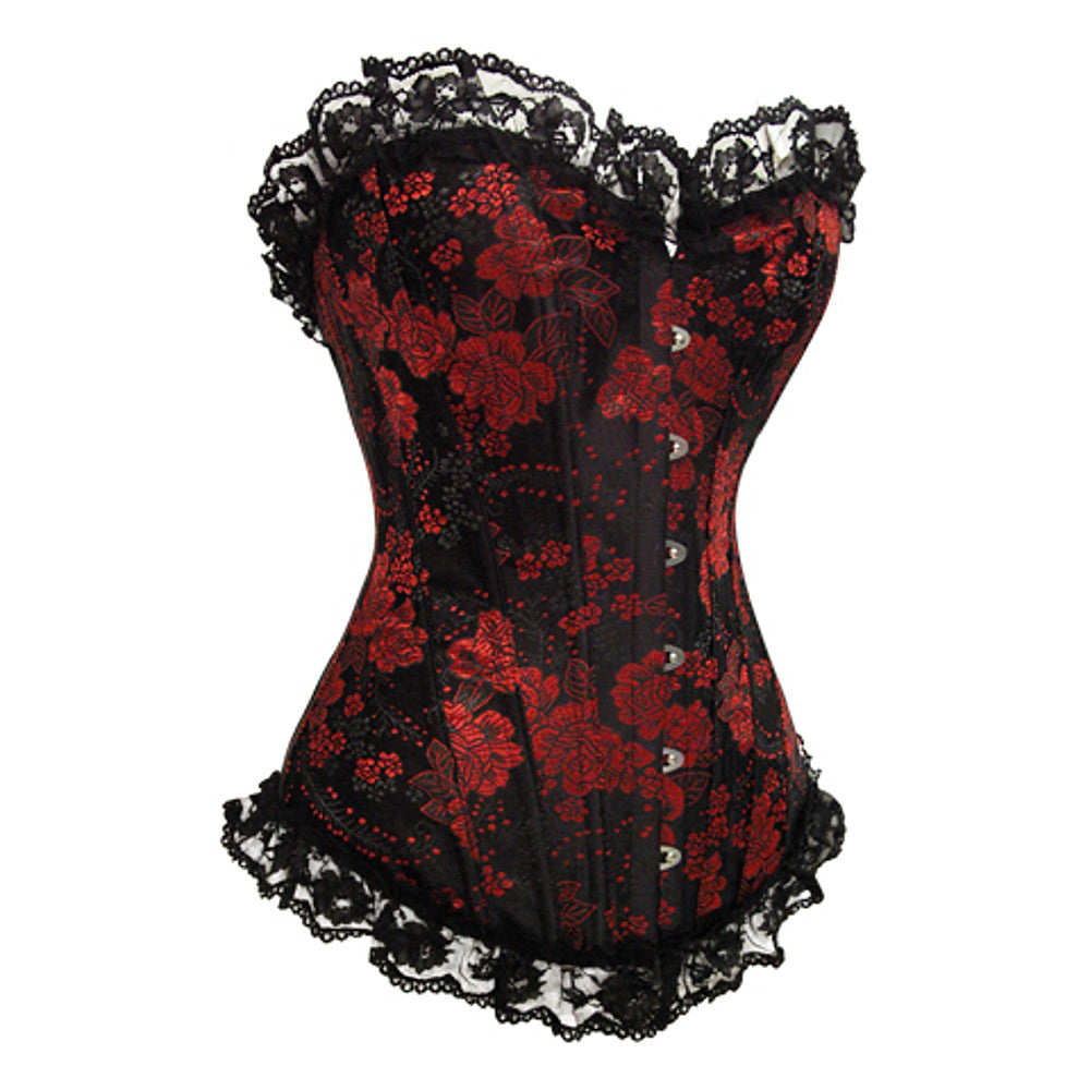 Women's Hook & Eye Overbust Corset - Floral, Lace - Walmel