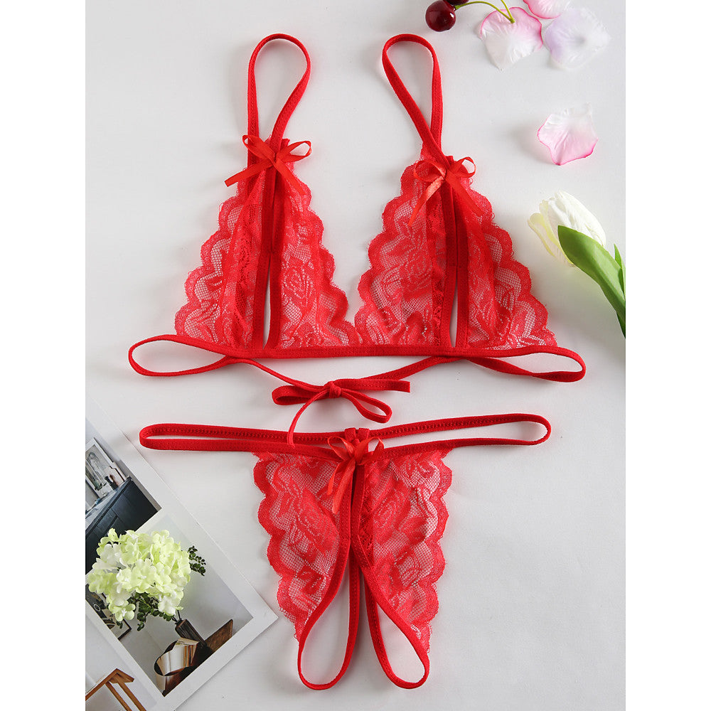 Women's Wireless Lace Padless Triangle Cup Bras & Panties - Walmel