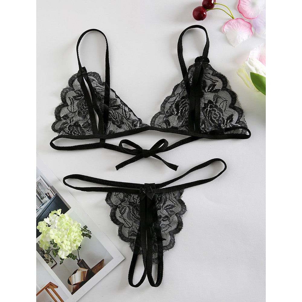 Women's Wireless Lace Padless Triangle Cup Bras & Panties - Walmel