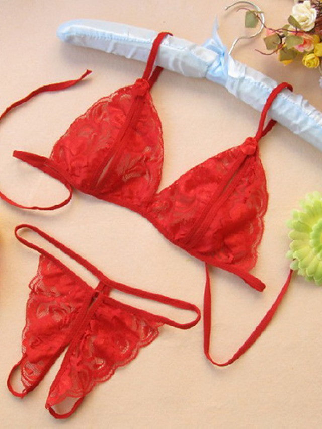 Women's Wireless Lace Bras Padless Triangle Cup Bras & Panties-Walmel