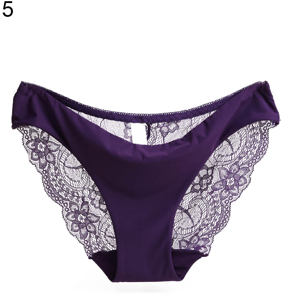 Low Waist Lace Floral Print Seamless Underwear - Walmel