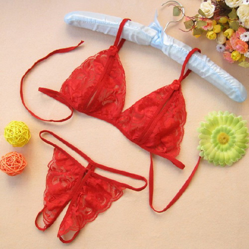 Women's Wireless Lace Padless Triangle Cup Bras & Panties - Walmel