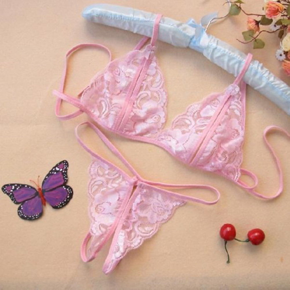 Women's Wireless Lace Padless Triangle Cup Bras & Panties - Walmel