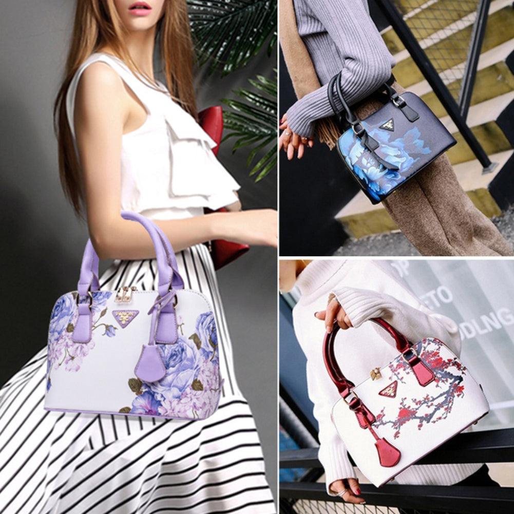 Elegant Cross Body Floral Print Faux Leather Handbag - Walmel