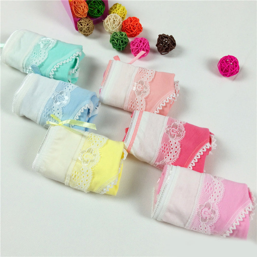 Girls' Briefs Soft Lace Trim Cute Bowknot Underwear - Walmel